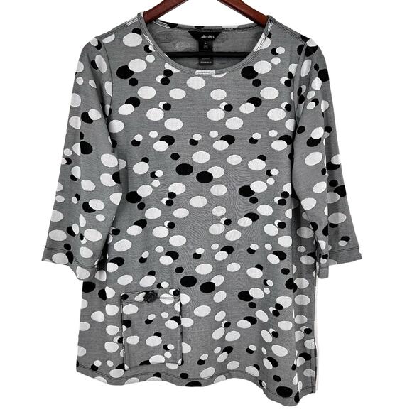 Ali Miles Sz Medium Wearable Art to Wear Gray Artsy Blouse Shirt Top Mature - Picture 1 of 9